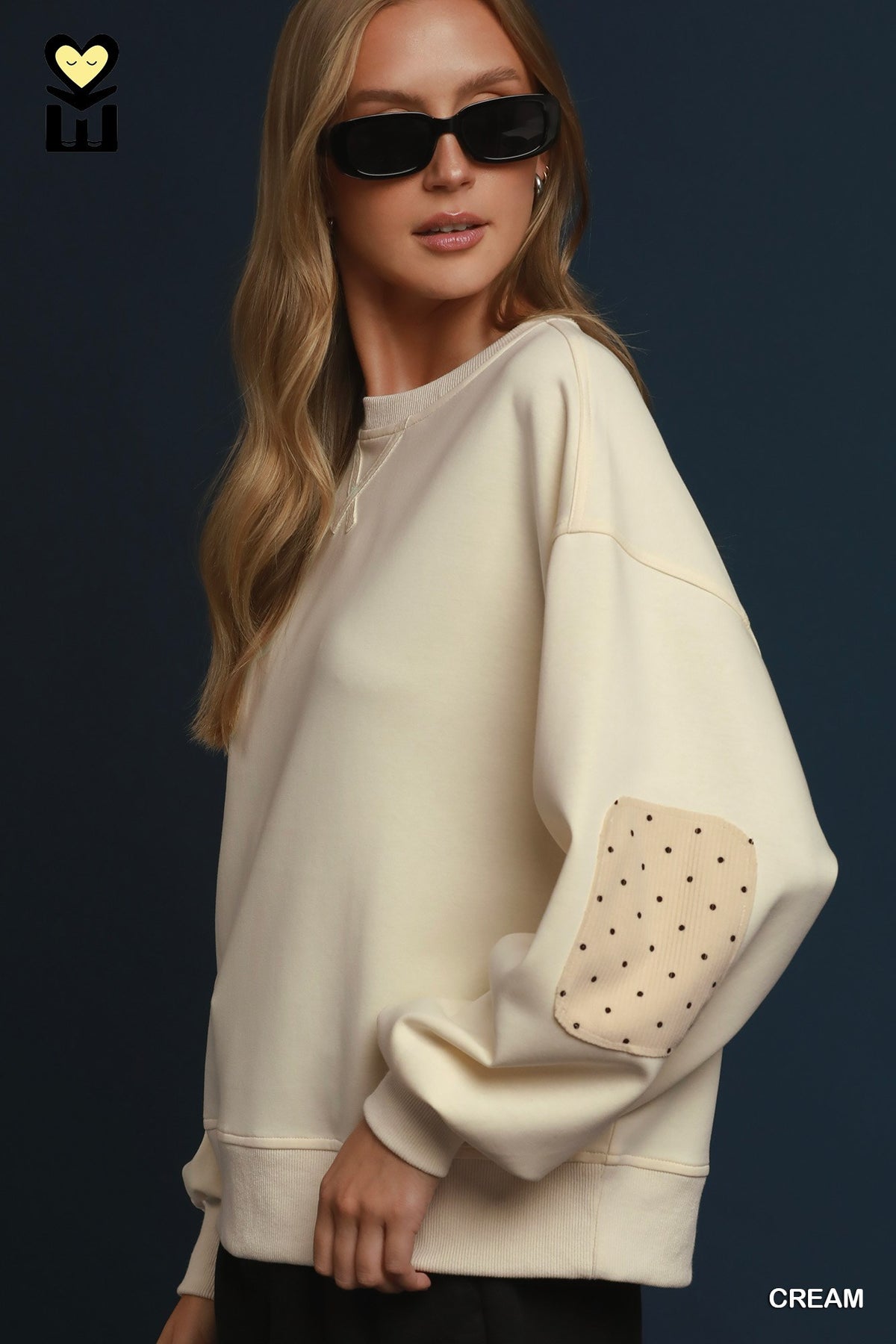 Luxe Cotton Dot Elbow Patch Pullover