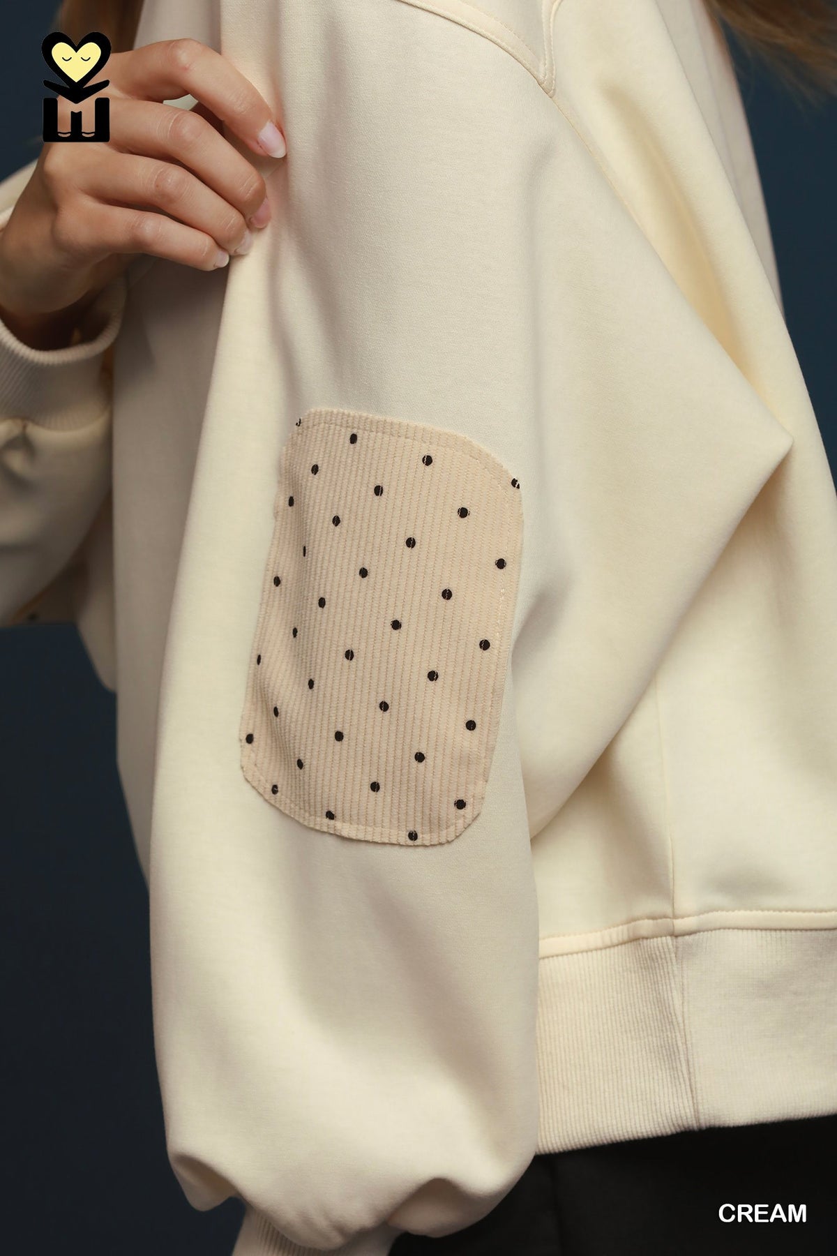 Luxe Cotton Dot Elbow Patch Pullover