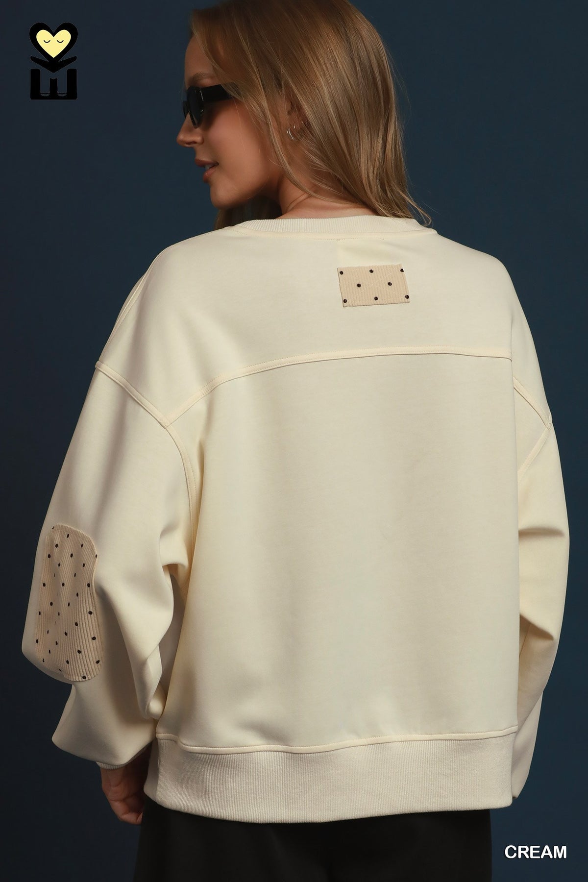 Luxe Cotton Dot Elbow Patch Pullover