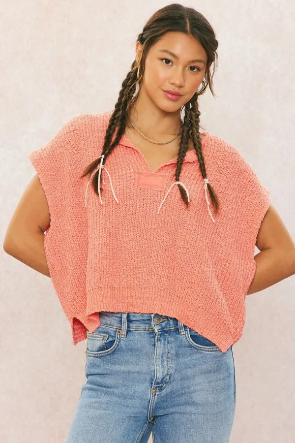 Crochet Knit Cap Sleeve Sweater