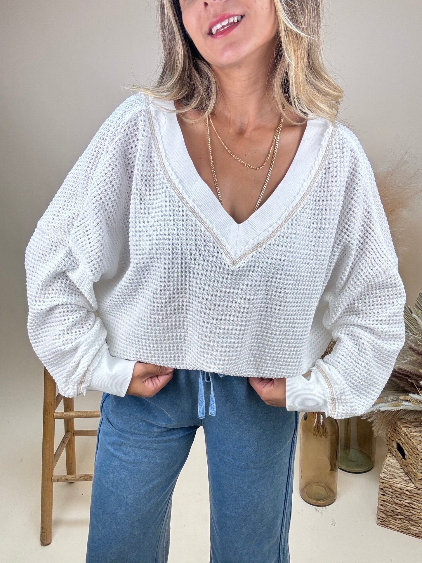 V-Neck Knit Sweater