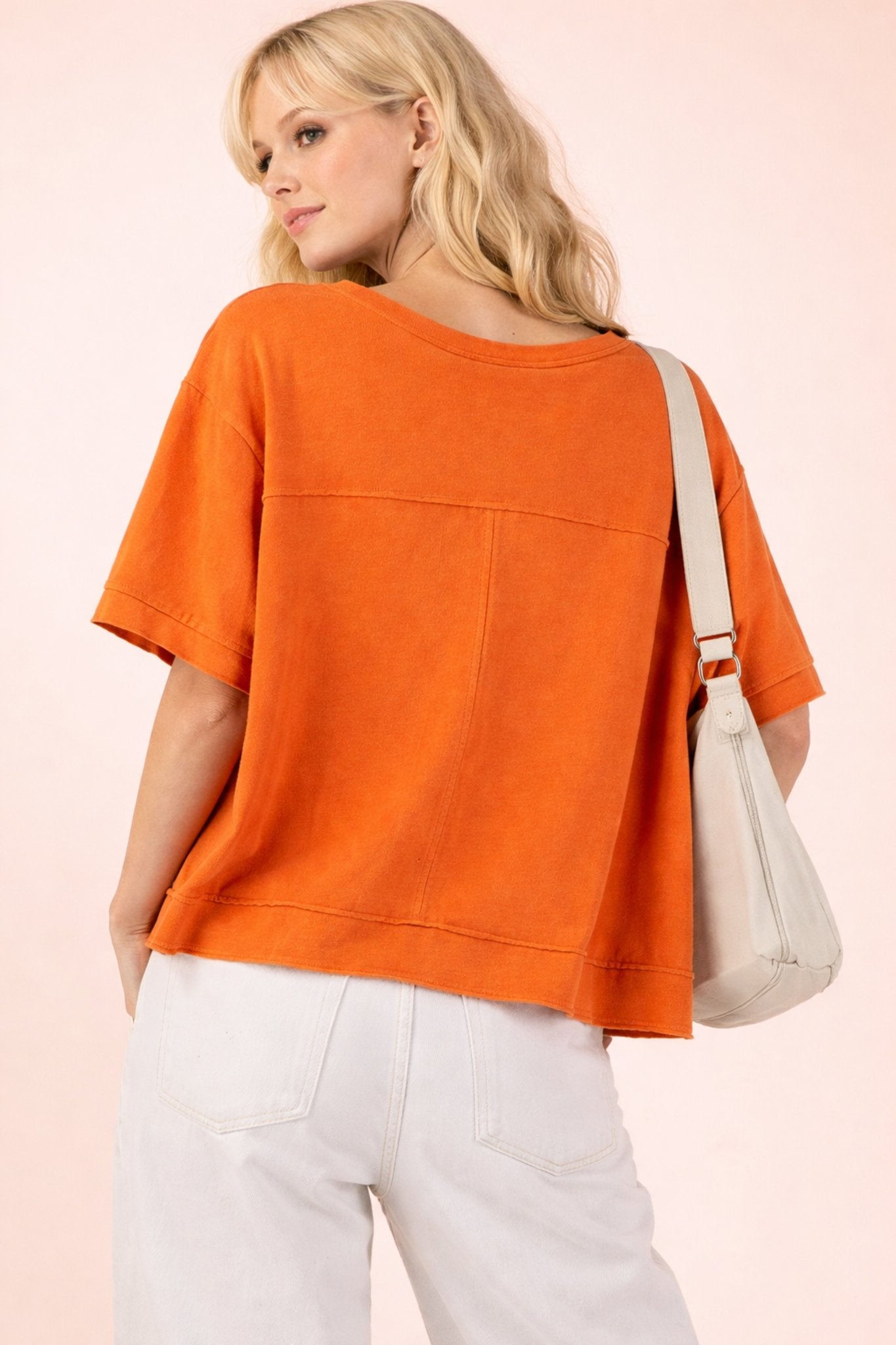 Mineral Washed Oversized Crop Comfy Knit Top