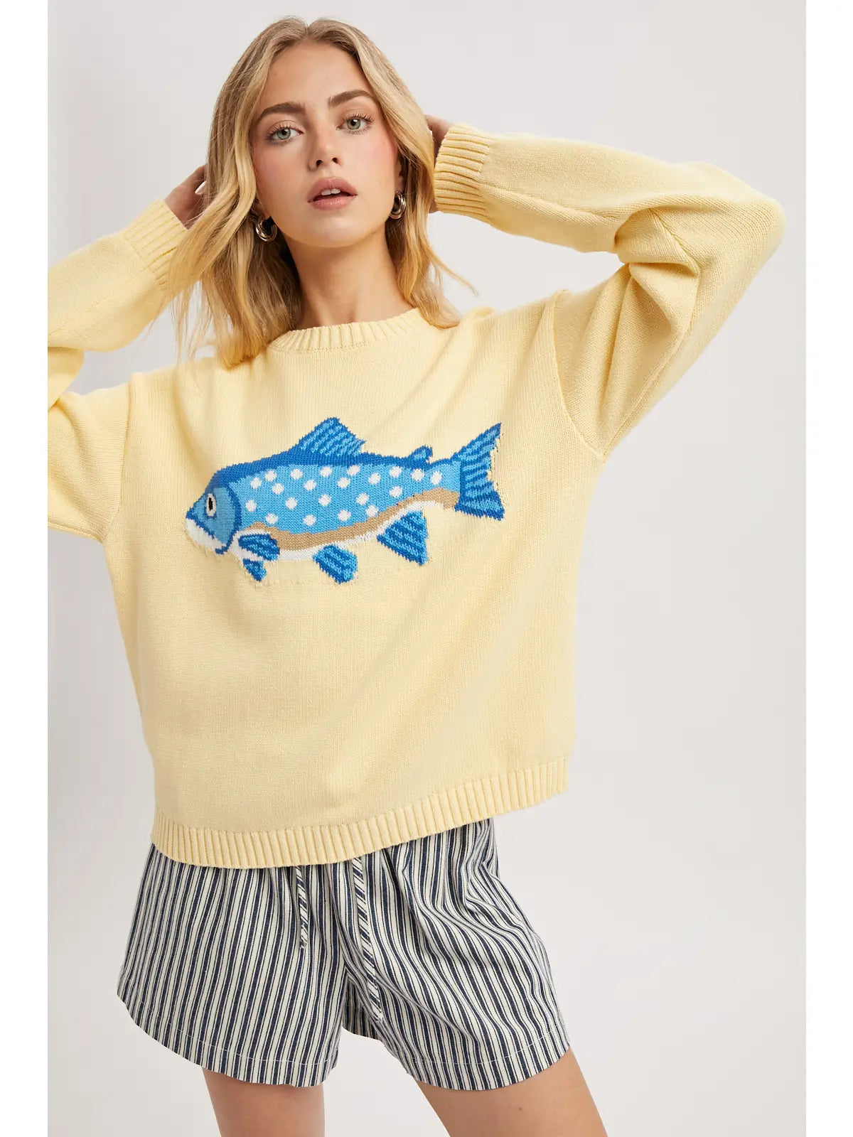 Graphic Coastal Crewneck Sweater 'Fish'
