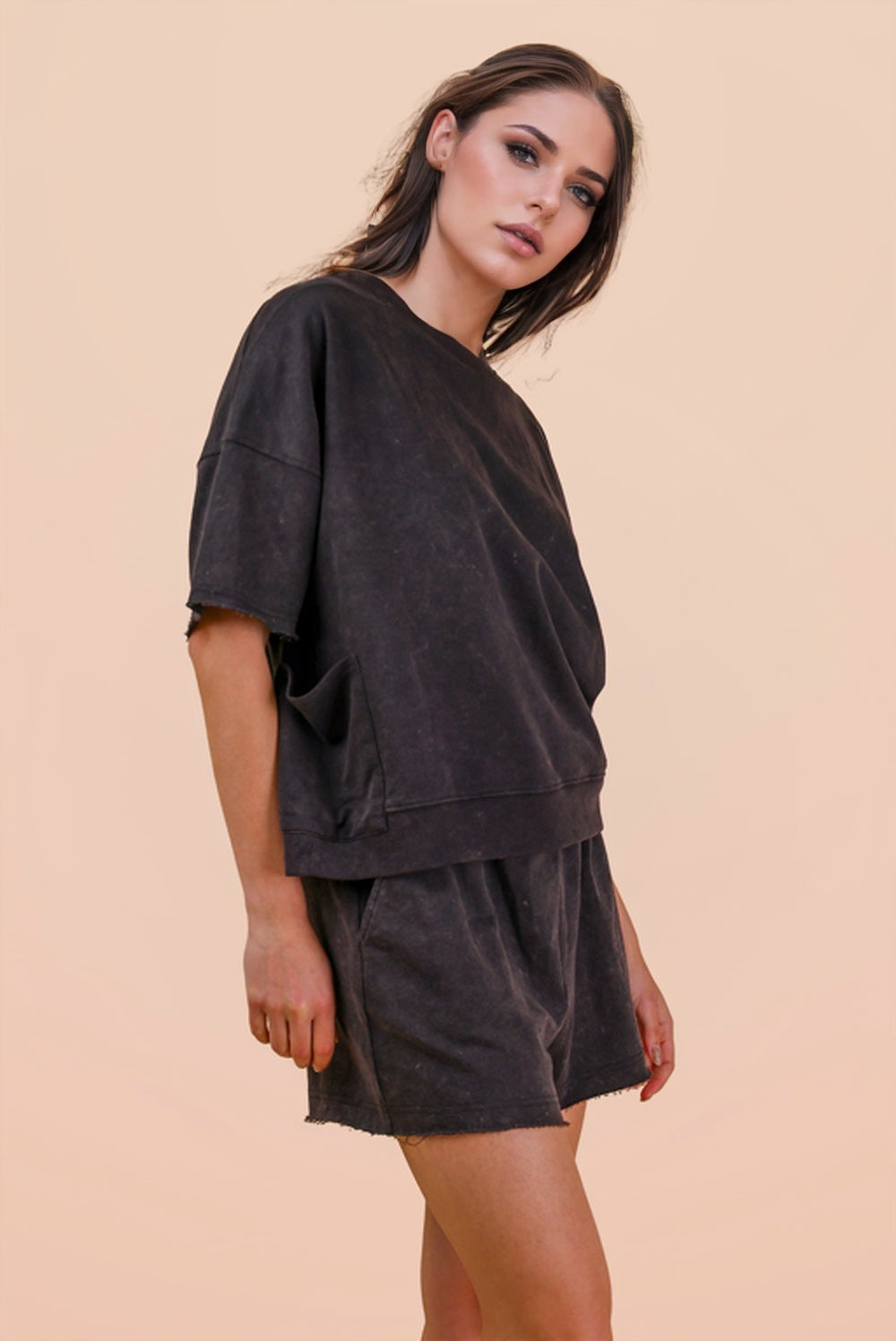 Mineral Washed Knit Casual Top
