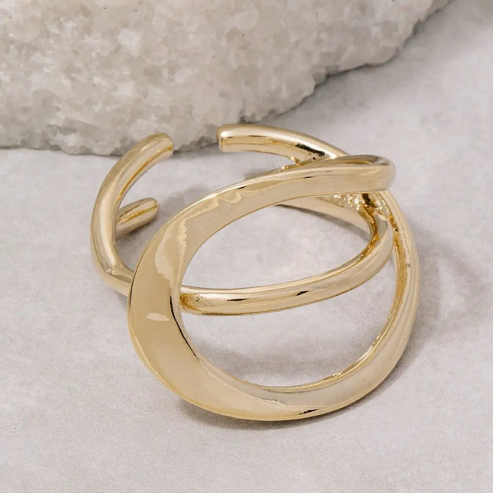 Abstract Wrap Around Open Band Ring