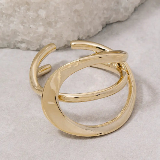 Abstract Wrap Around Open Band Ring