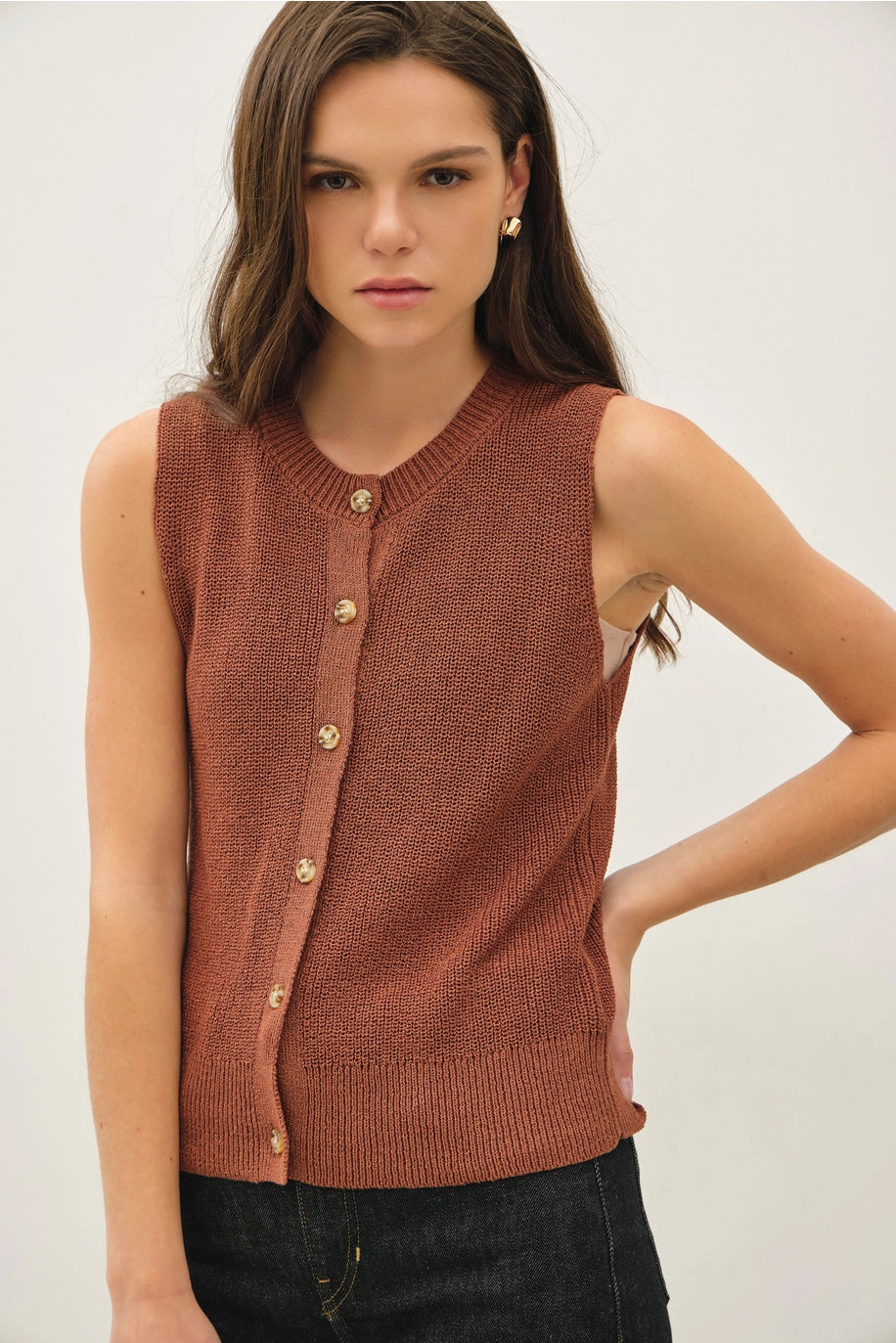 Light Weight Button Up Sweater Vest