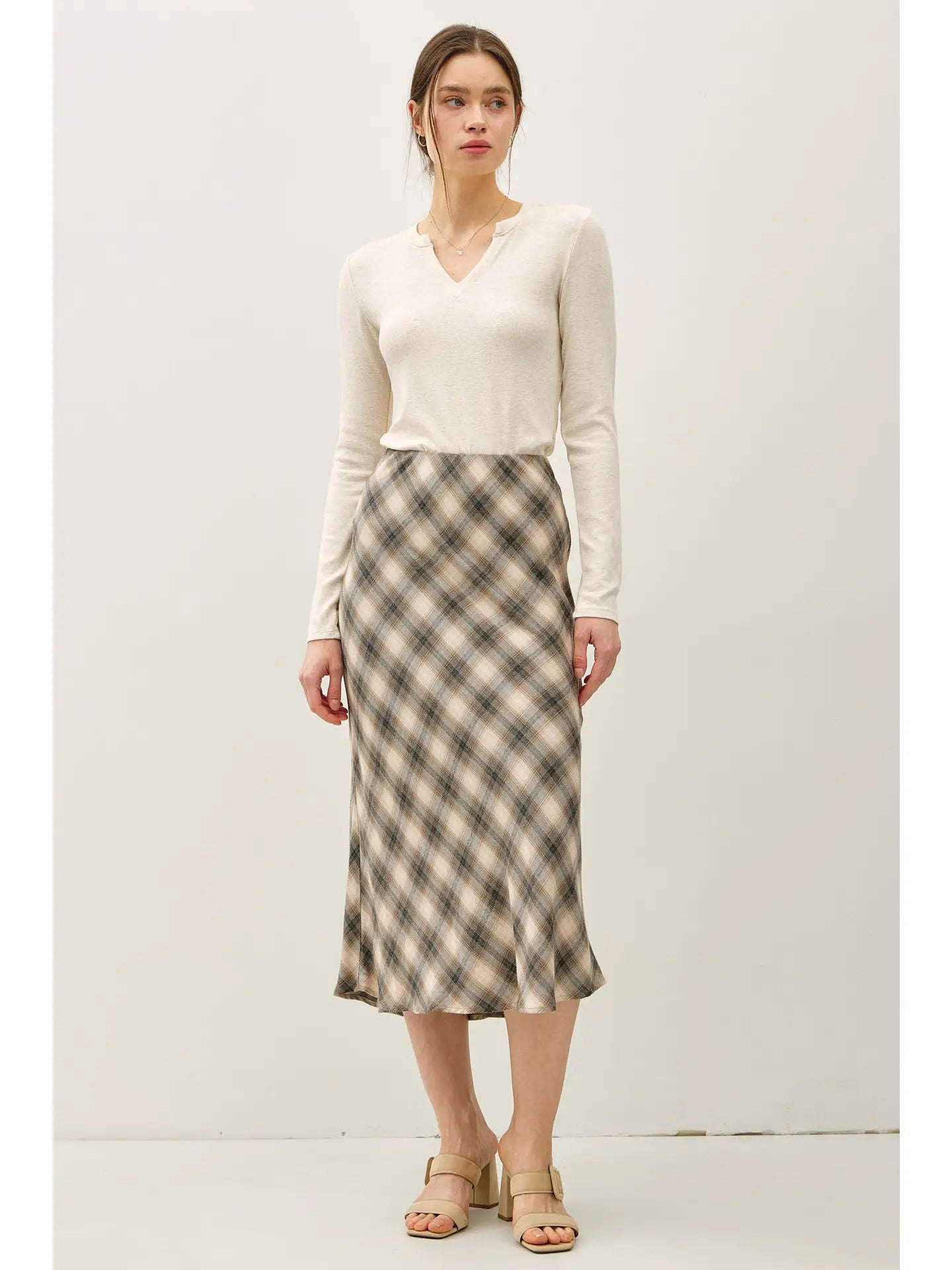 Tartan Plaid Flowy Midi Skirt