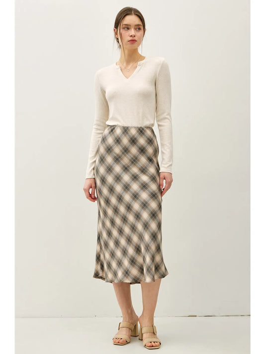 Tartan Plaid Flowy Midi Skirt