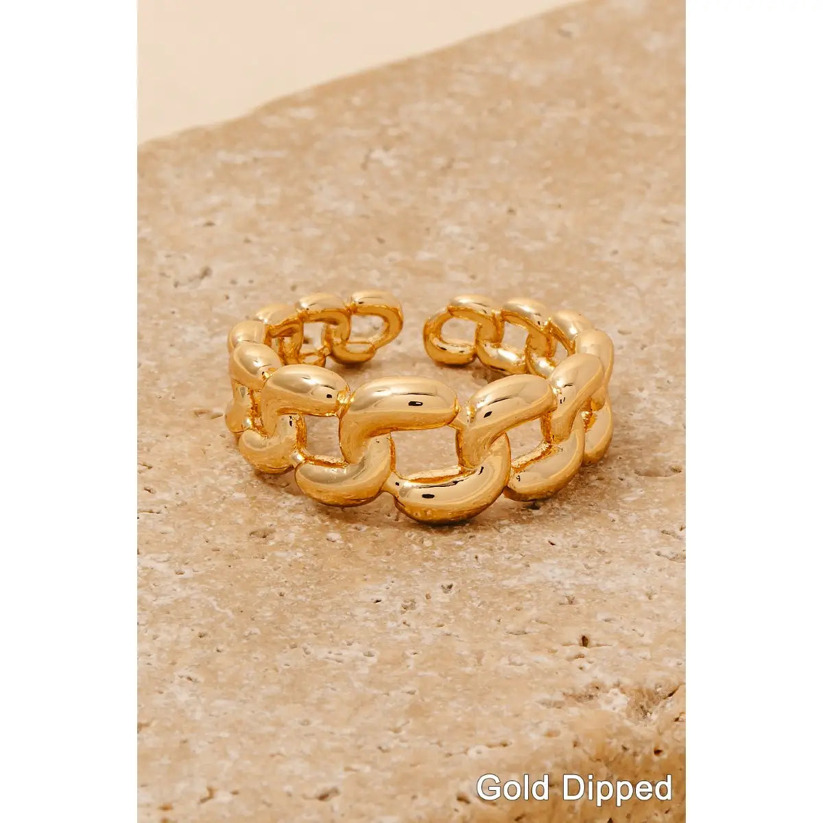 Gold Dipped Solid Chain Link Open Band Ring