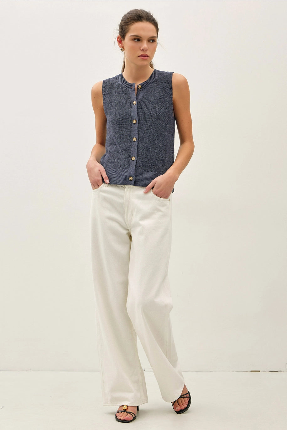 Light Weight Button Up Sweater Vest