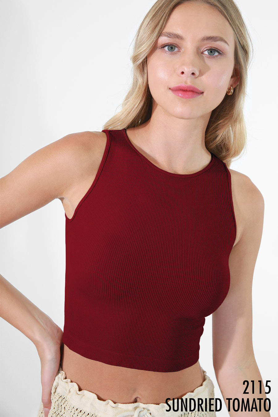 Ribbed Highneck Crop Top