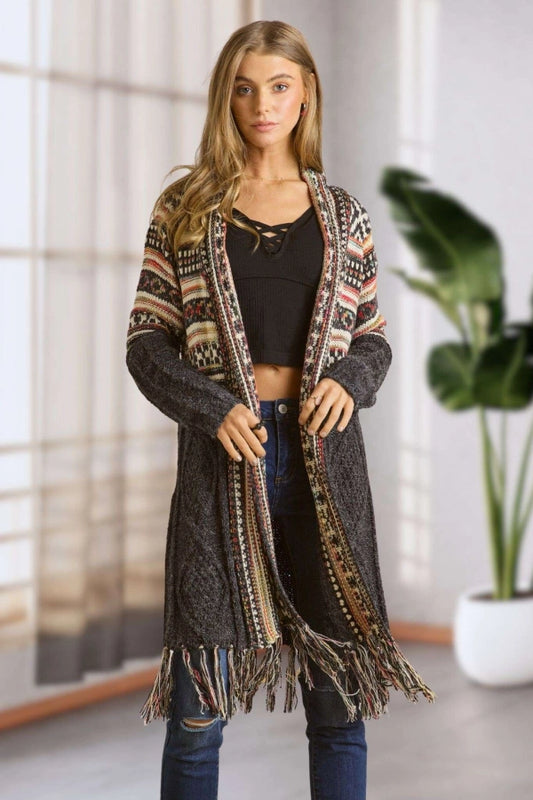 Tribal Fringe Kimono Sweater Cardigan