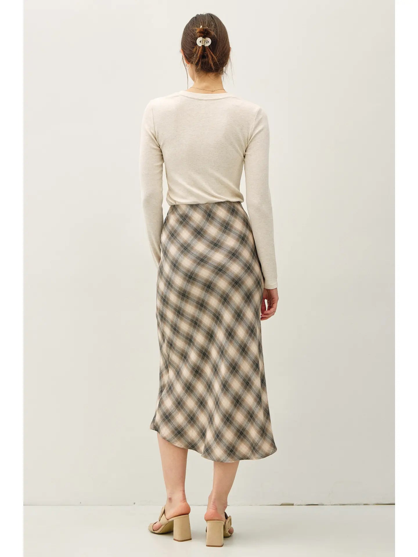 Tartan Plaid Flowy Midi Skirt