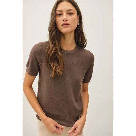 Basic Short Sleeve Sweater Top