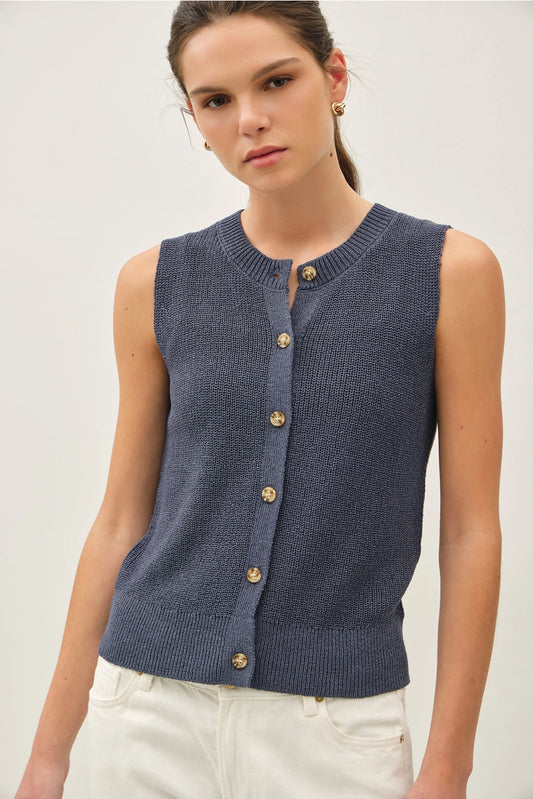 Light Weight Button Up Sweater Vest