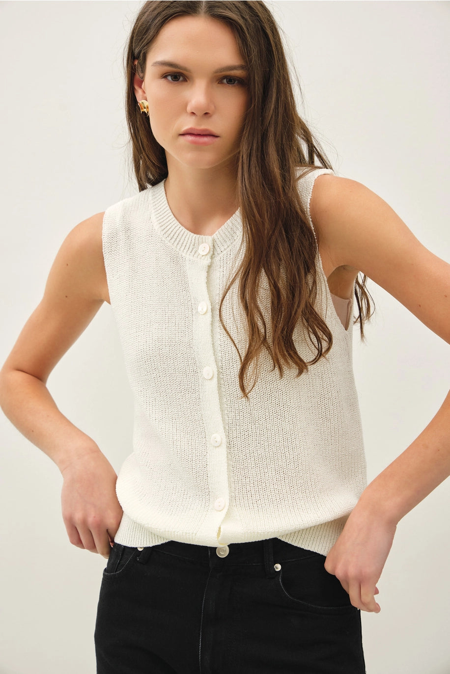Light Weight Button Up Sweater Vest