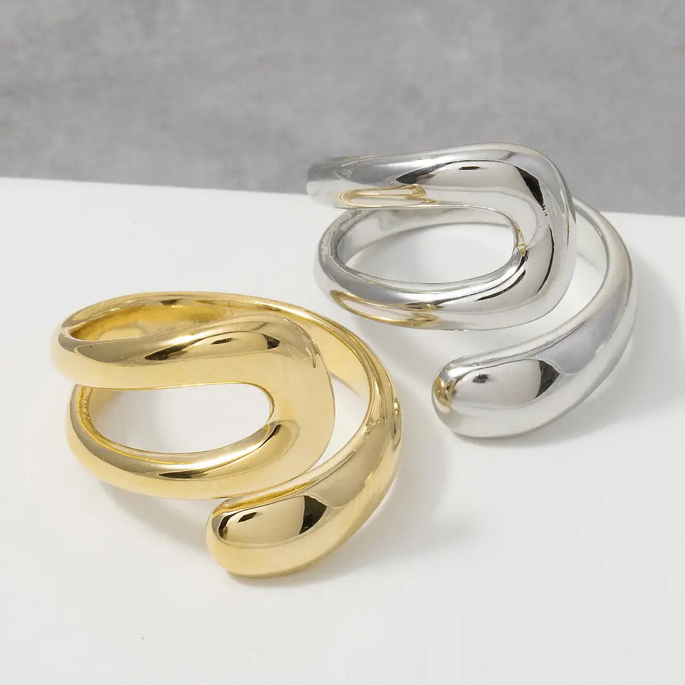 Sculptural Snake Coil Open Bypass Ring