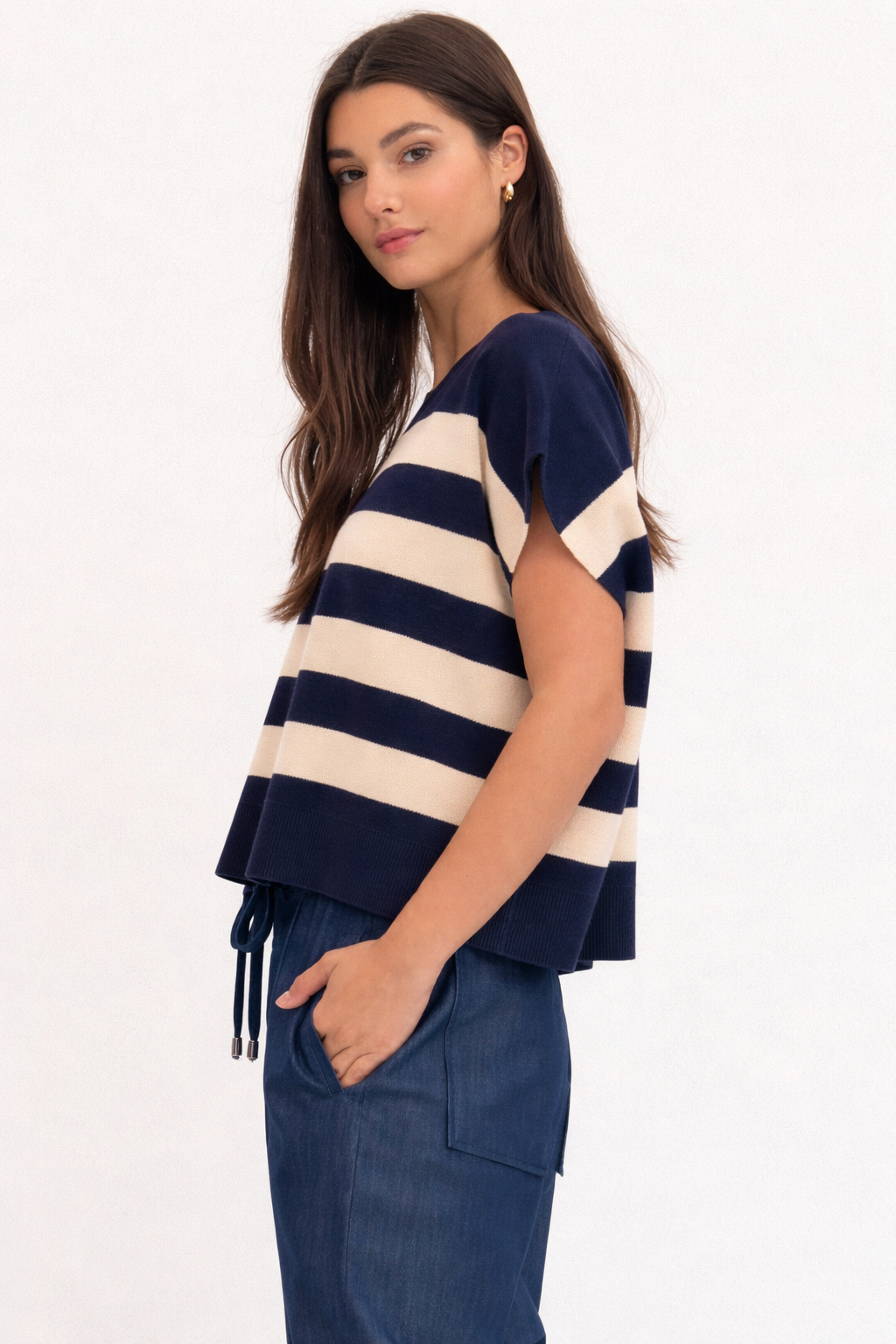 Solid Short Sleeve Knit Top