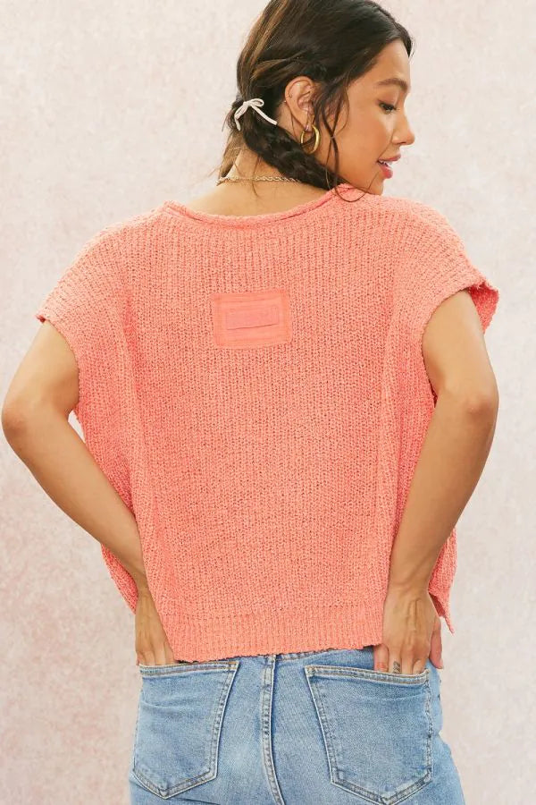 Crochet Knit Cap Sleeve Sweater
