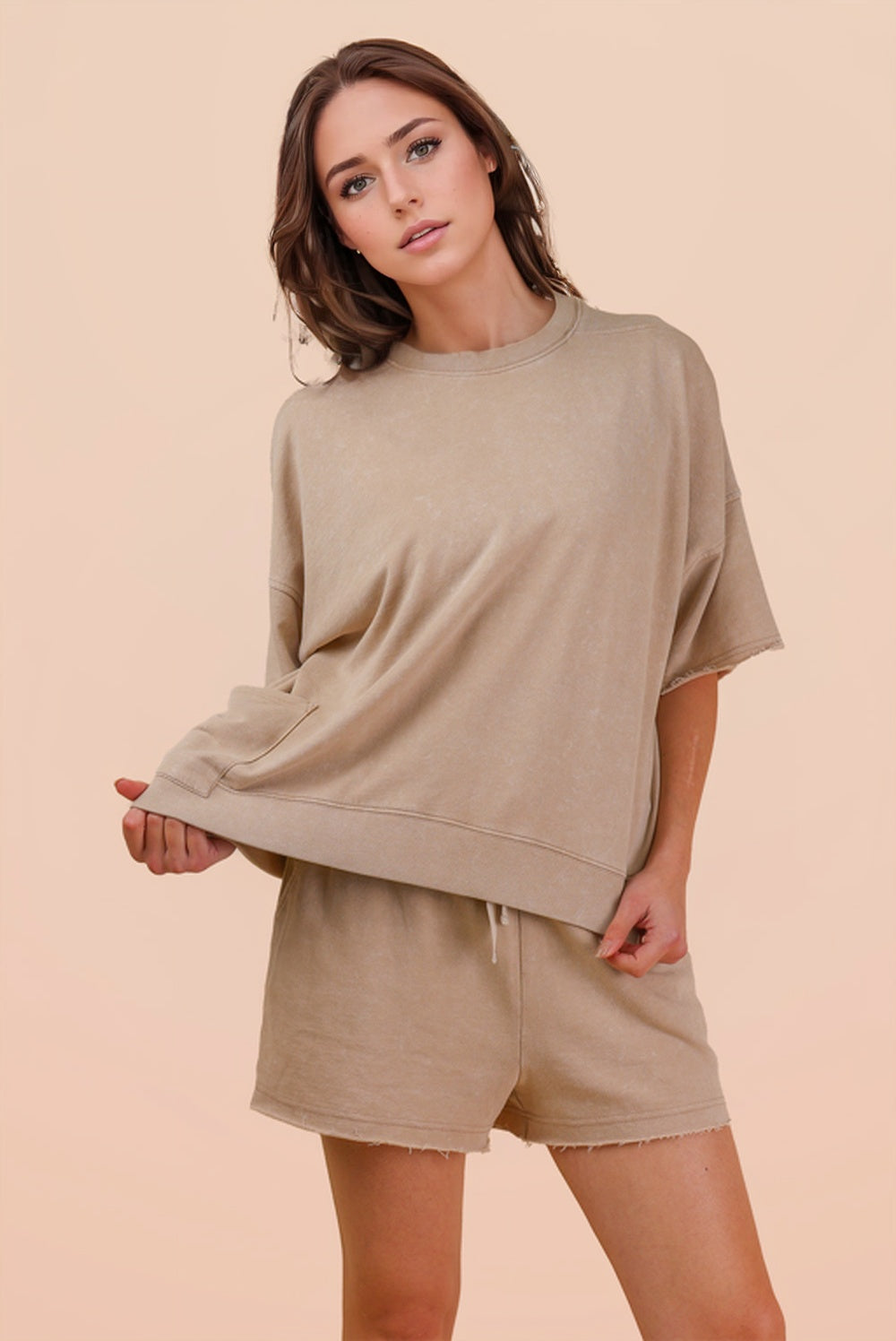 Mineral Washed Knit Casual Top