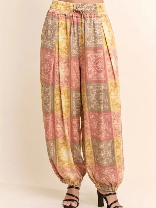 Bandana Print Patchwork Bloomer Pants