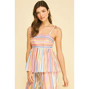 Rainbow Stripe Tiered Cami Top