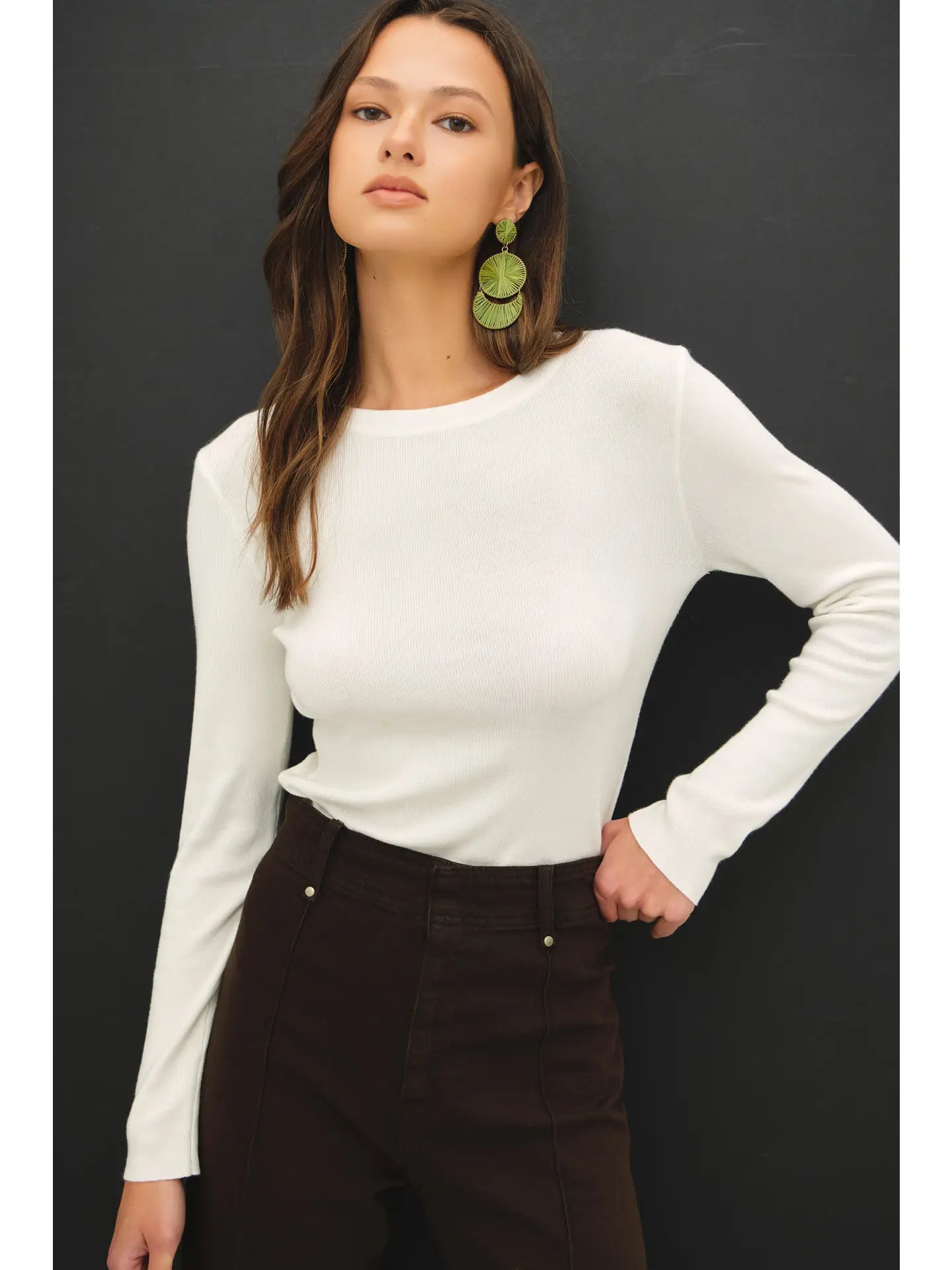 Basic Pullover Solid Rib Knit