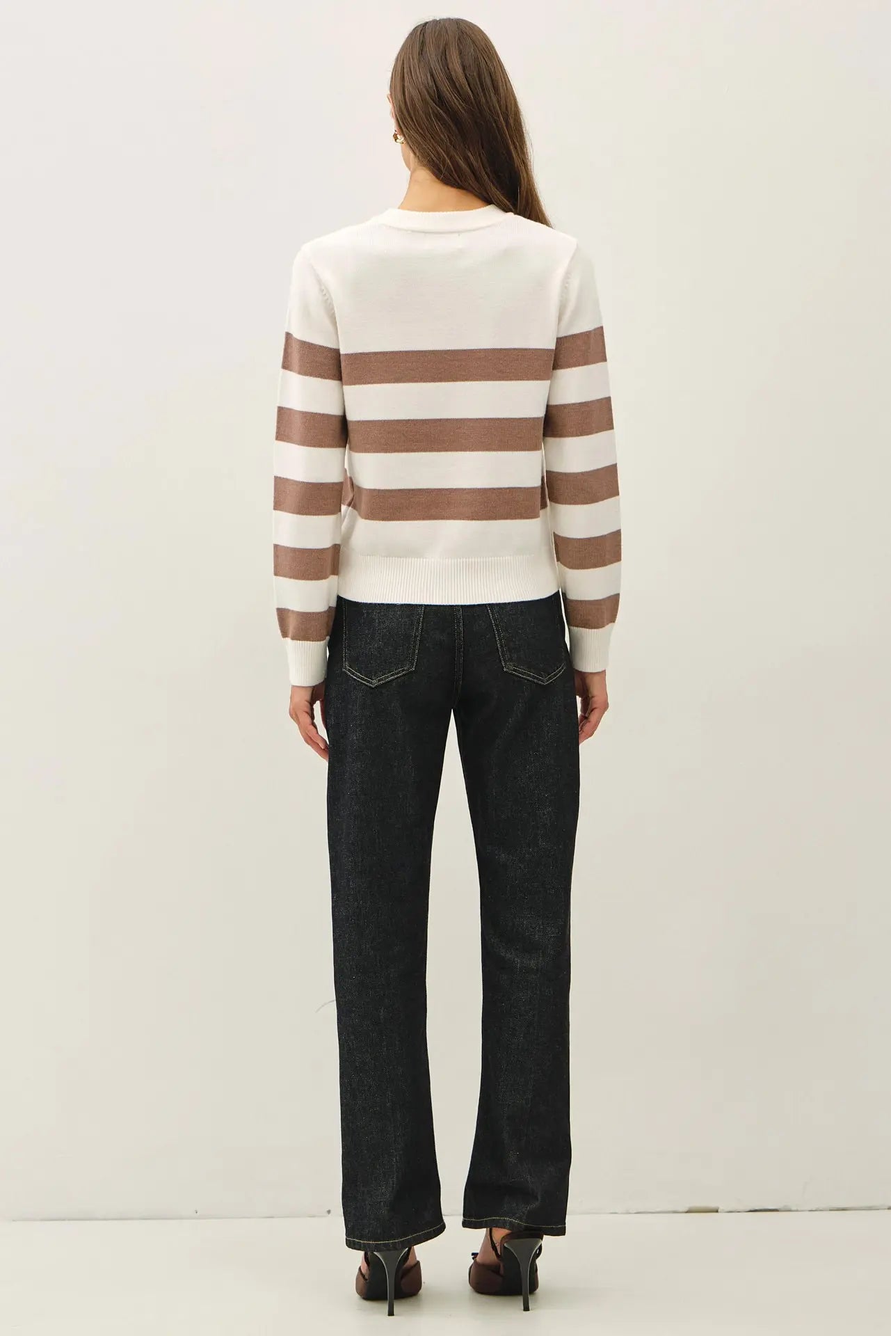 Cropped Long Sleeve Large Stripe Sweater