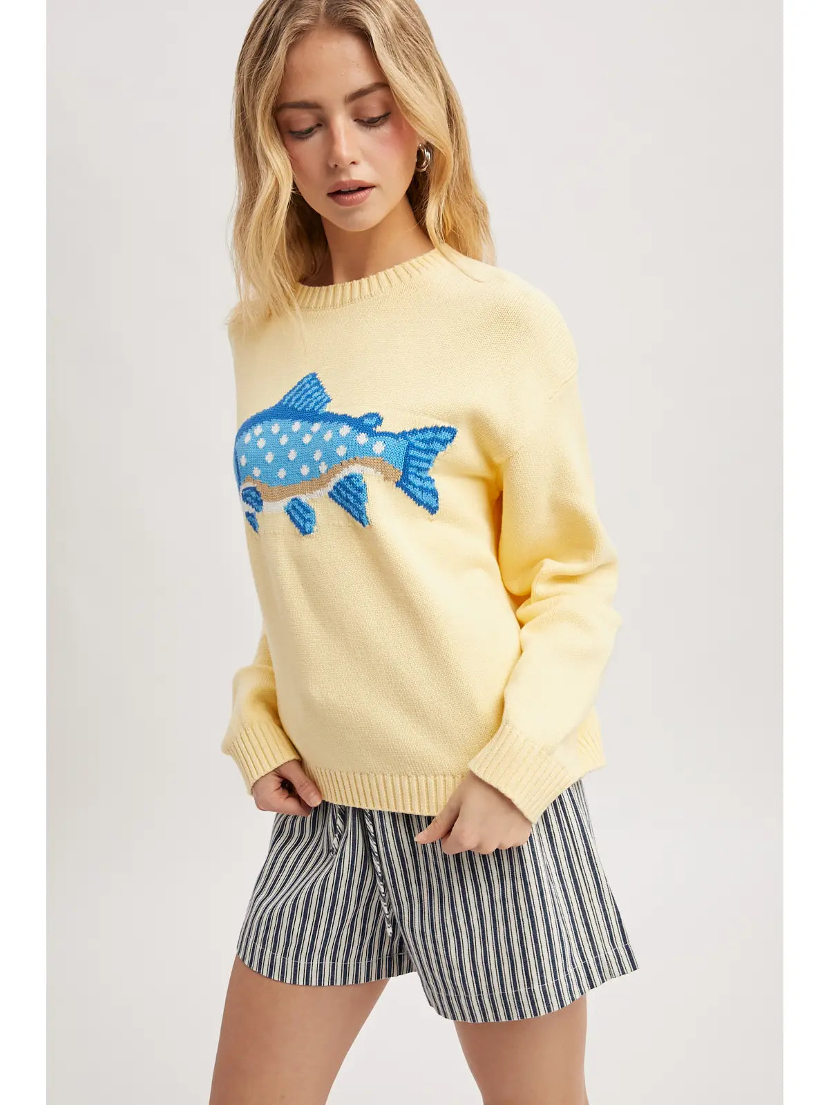 Graphic Coastal Crewneck Sweater 'Fish'