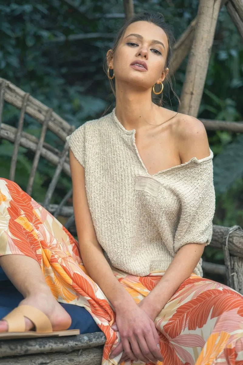 Crochet Knit Cap Sleeve Sweater