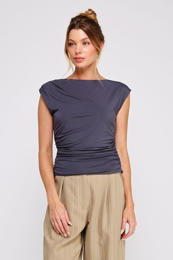 Soft Double Knit Boat Neck Tank