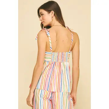Rainbow Stripe Tiered Cami Top