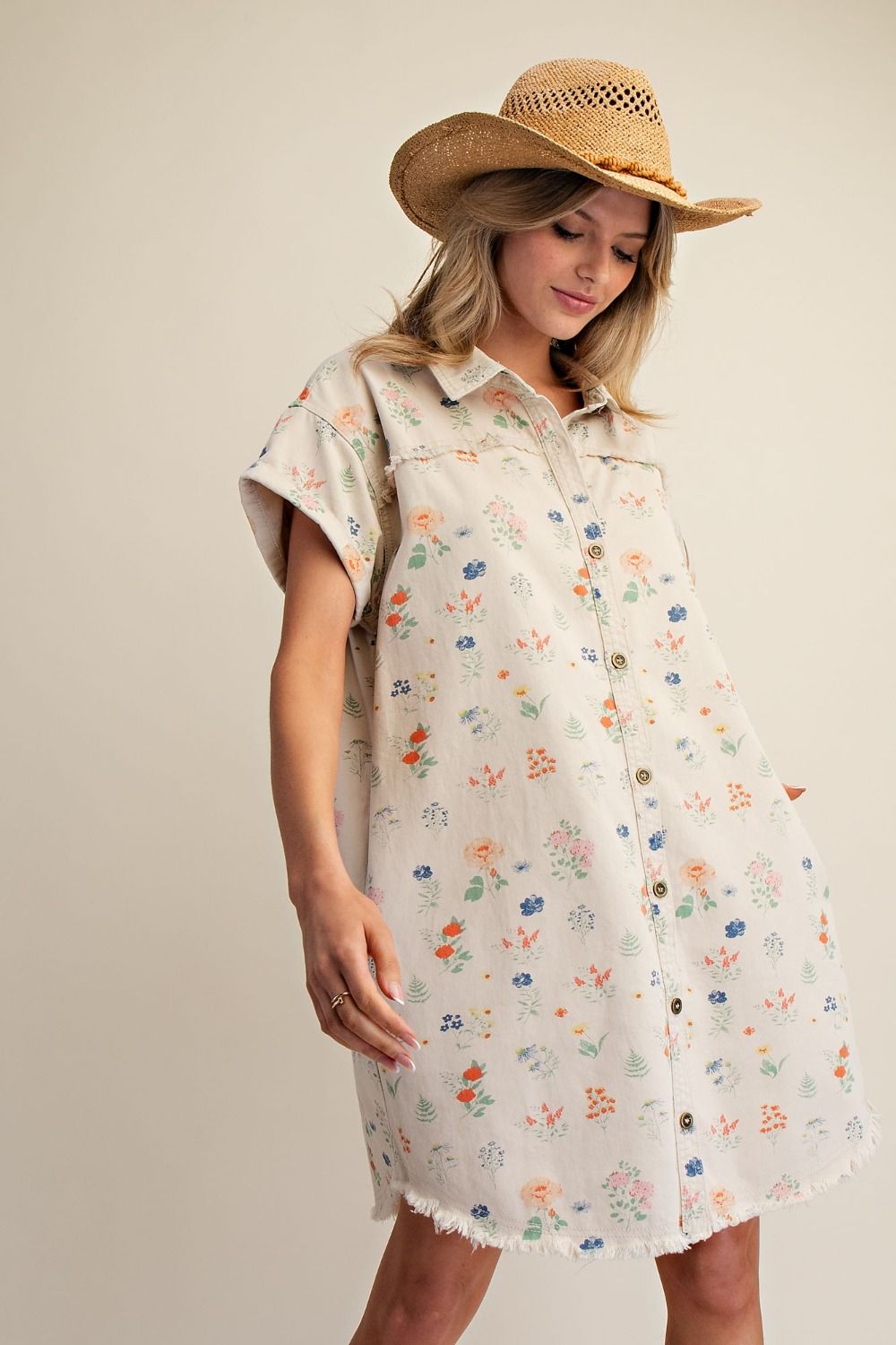 Soft Garden Button Dress