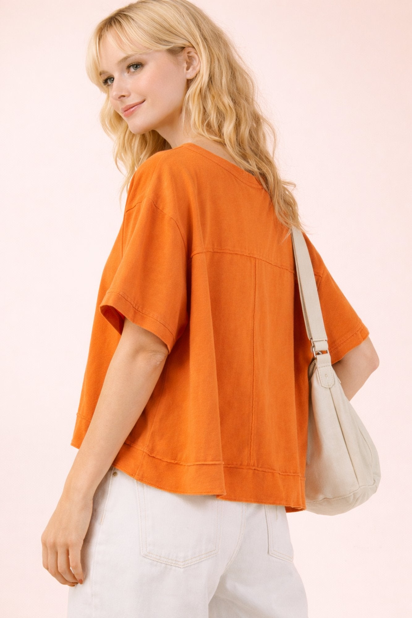 Mineral Washed Oversized Crop Comfy Knit Top