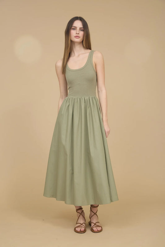 MIX MEDIA TANK MIDI DRESS