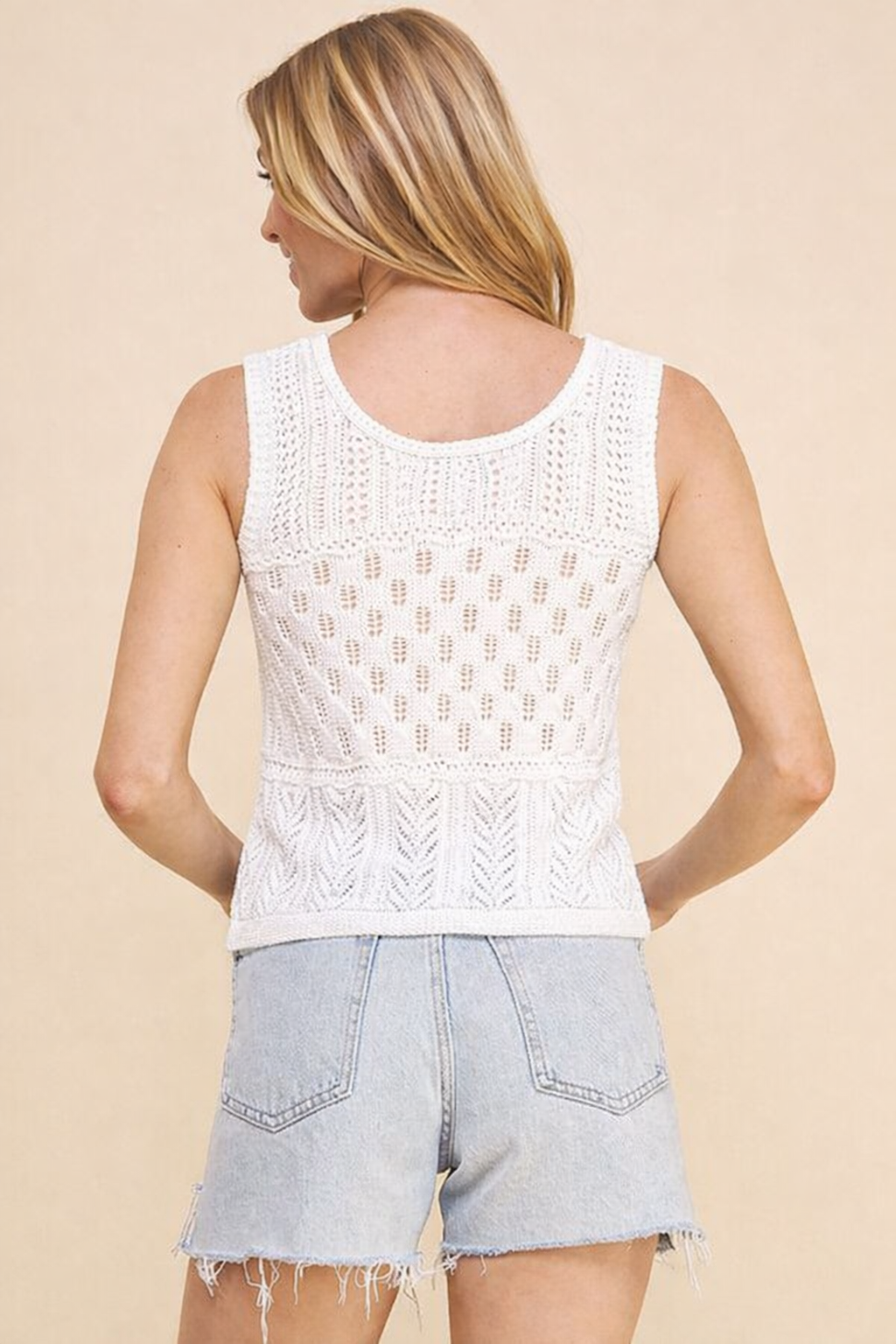 Light Pointelle Sweater Tank Top