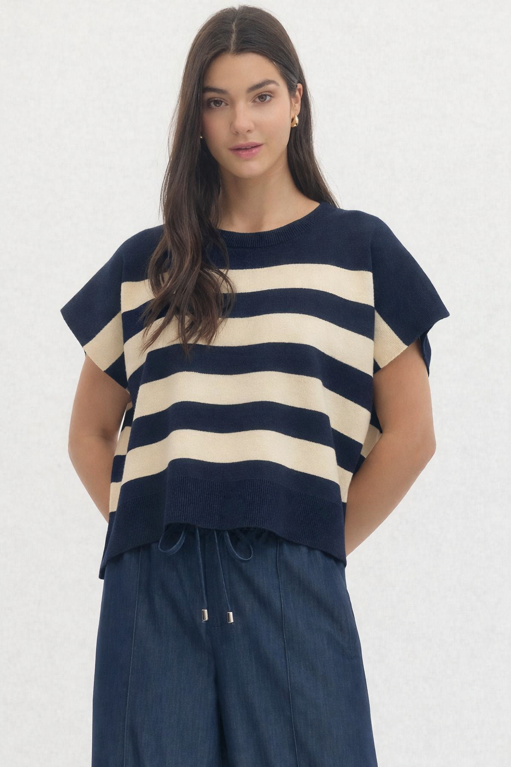 Solid Short Sleeve Knit Top