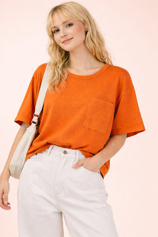 Mineral Washed Oversized Crop Comfy Knit Top