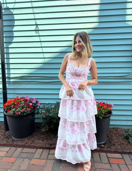 Pink Ivory Floral Printed Dress