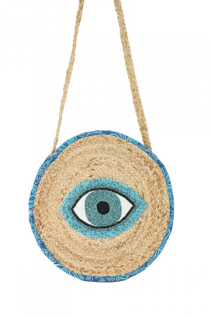 Evil Eye Jute Round Bag