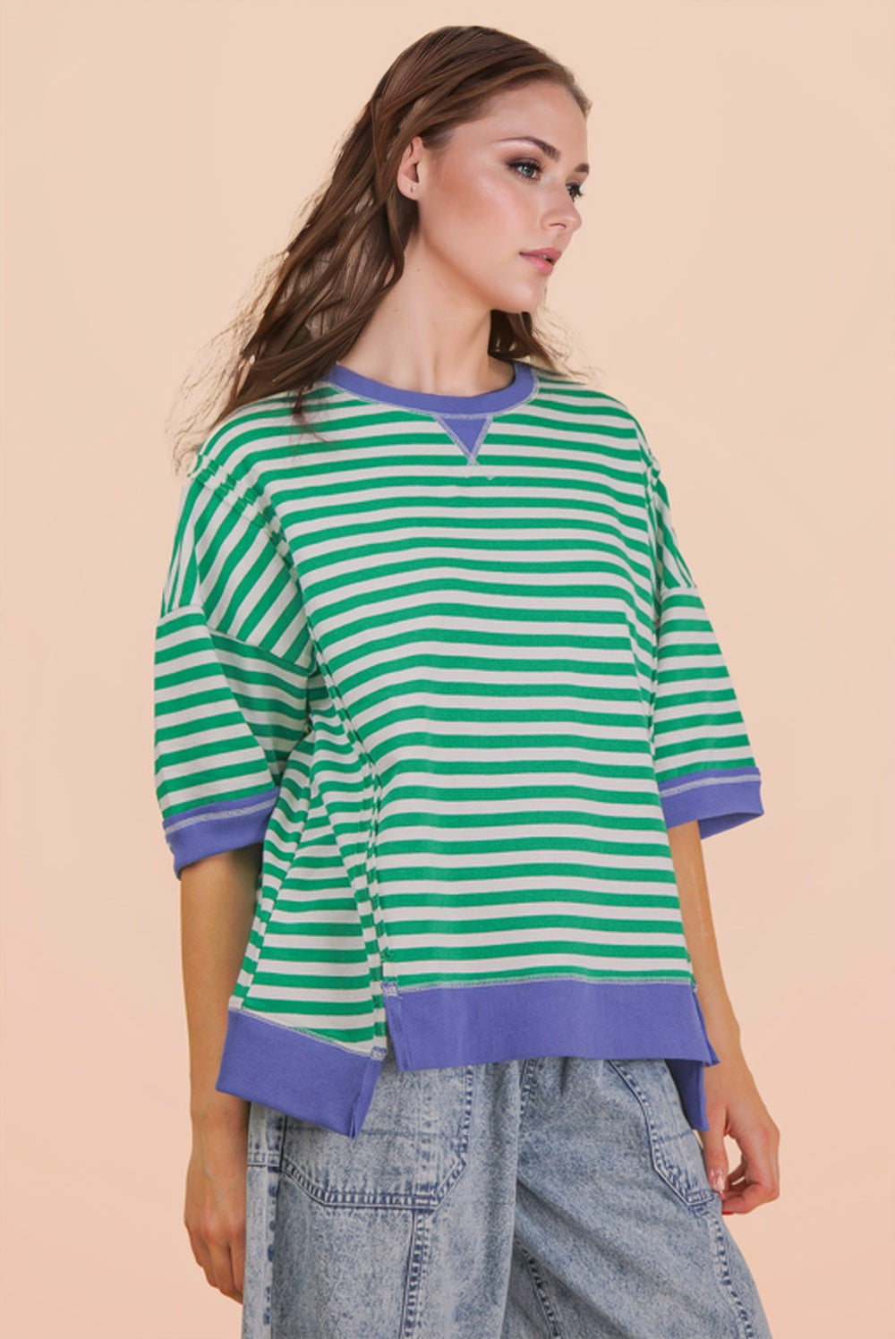 Oversized Stripe Casual Knit Top