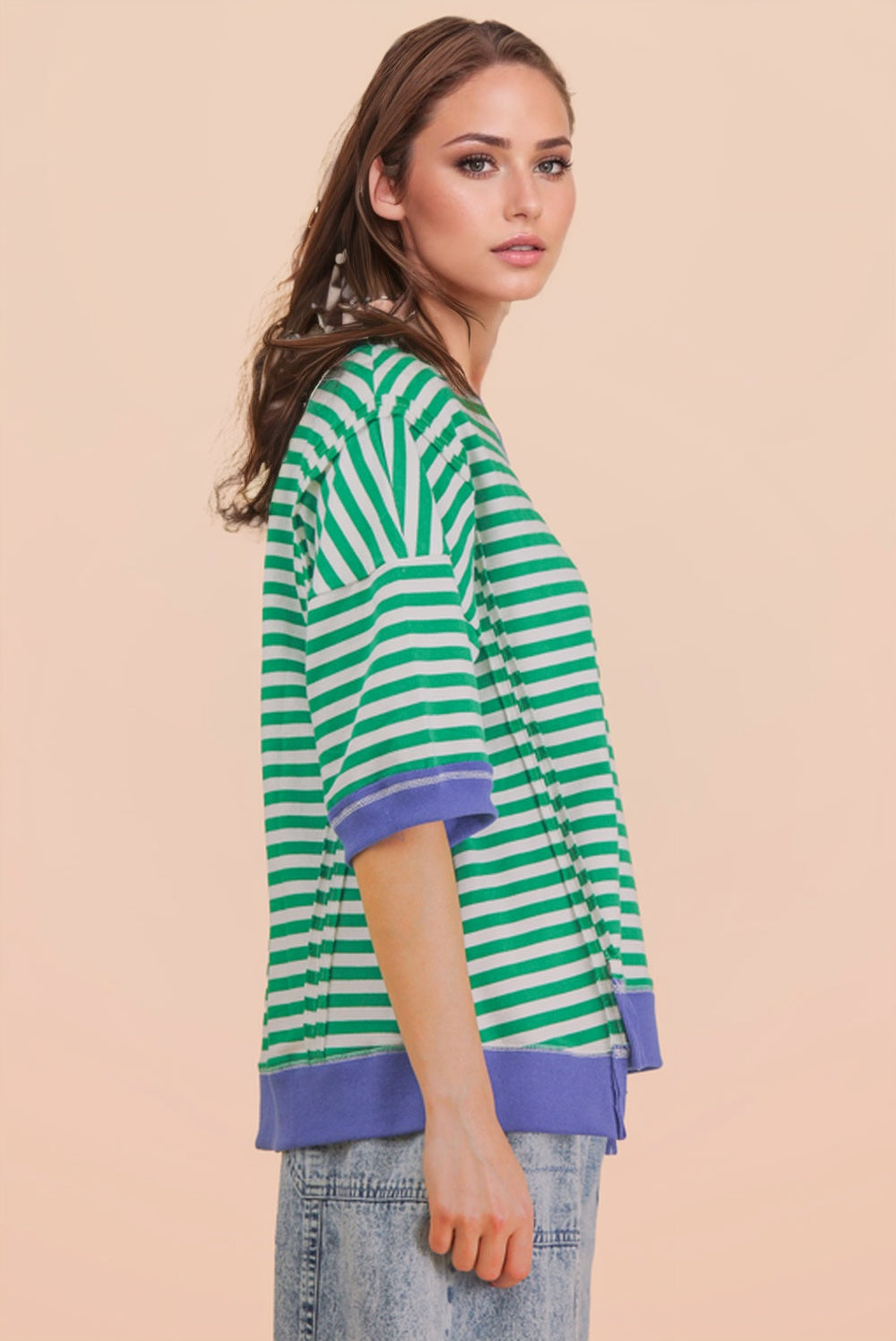 Oversized Stripe Casual Knit Top