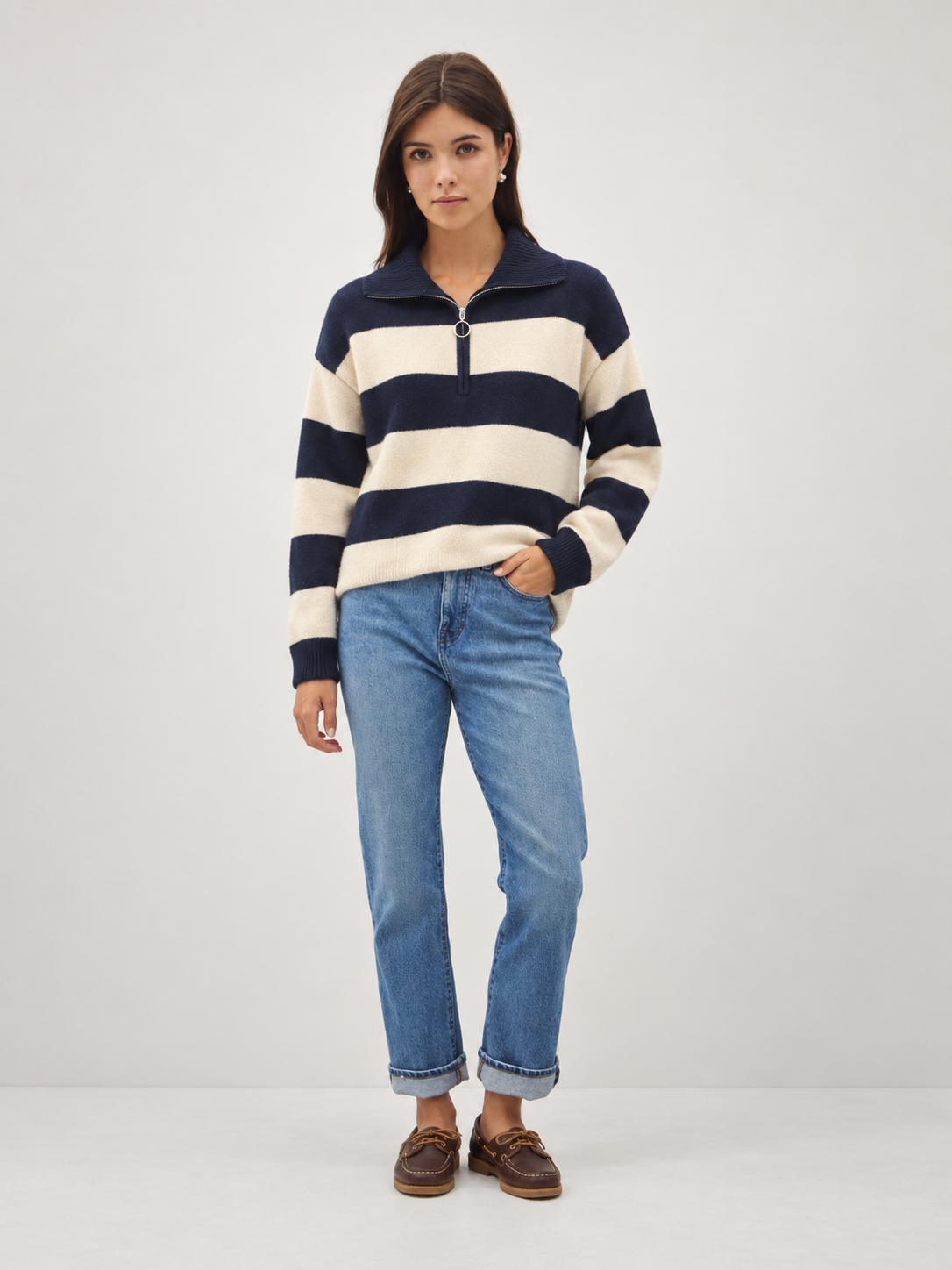 Striped Wide Collar Sweater