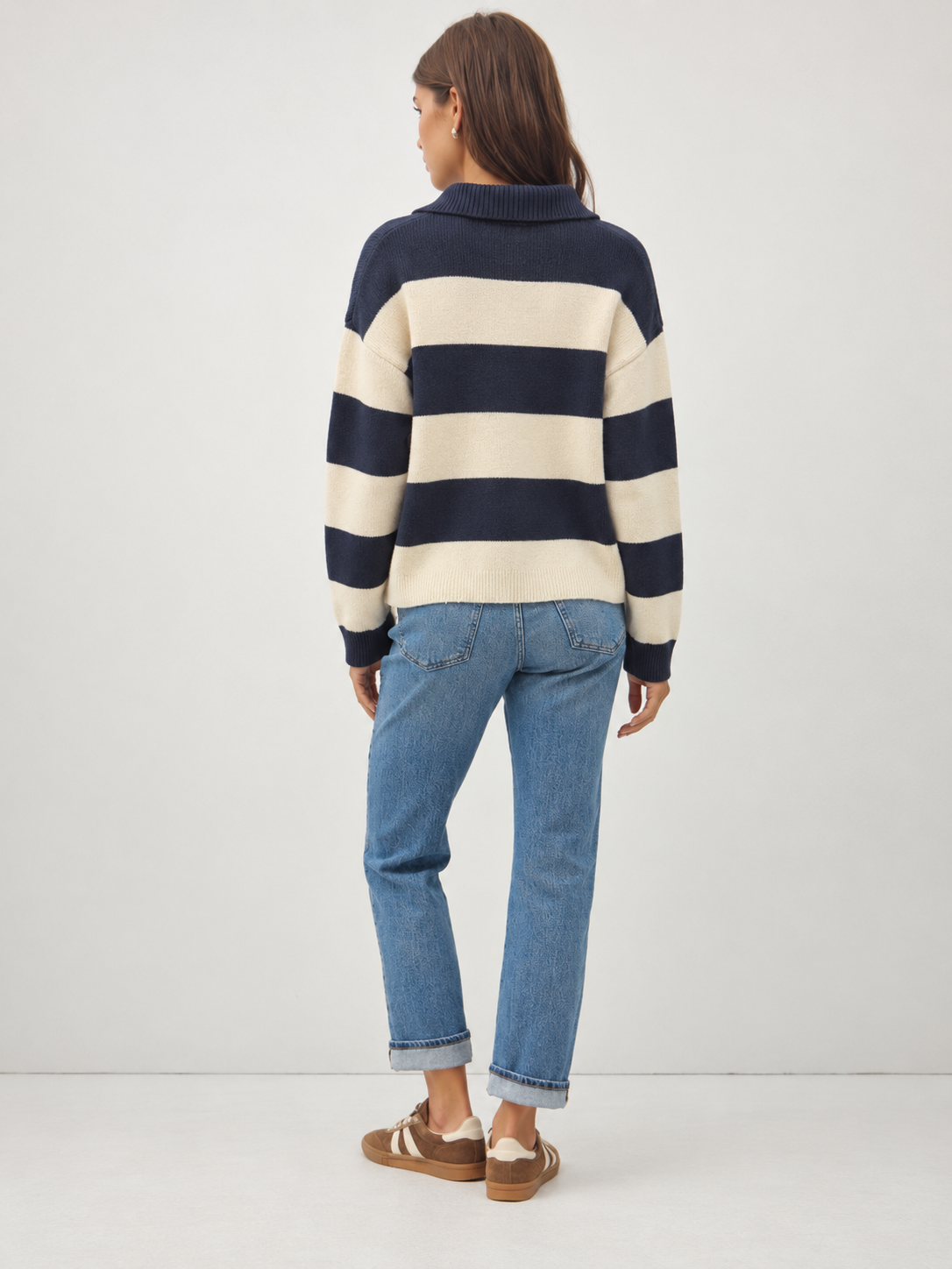 Striped Wide Collar Sweater