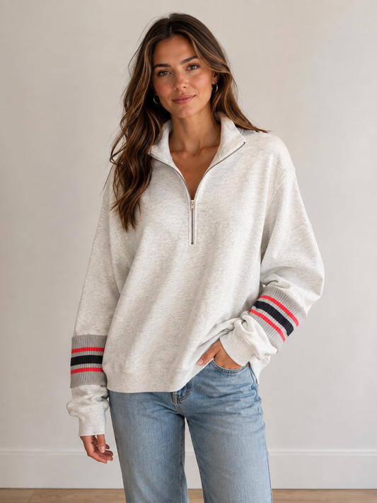 Washed Terry Half Zip Up Pullover