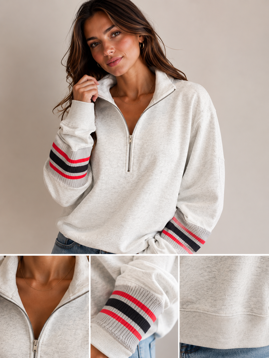 Washed Terry Half Zip Up Pullover