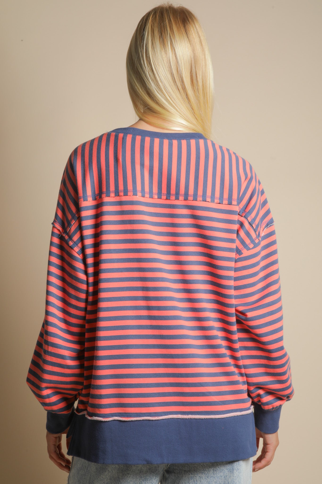 Stripe Comfy Casual Oversized Knit Top