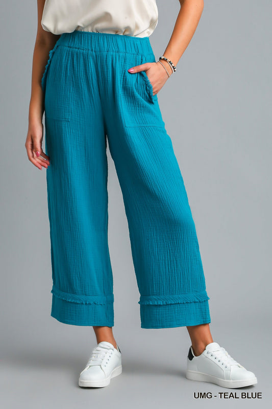 Frayed Hem Wide Leg Pant