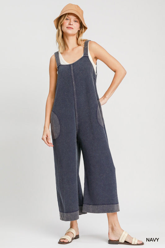 Waffle Knit Sleeveless Jumpsuit